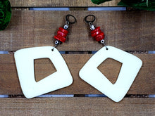 Load image into Gallery viewer, Triangled Right Hoop Earrings - Ivory (Tribal Collection)