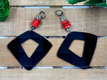 Load image into Gallery viewer, Triangled Right Hoop Earrings - Black (Tribal Collection)
