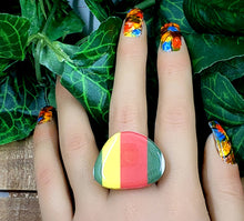 Load image into Gallery viewer, Rainbow Love Domed Ring (Various Options)