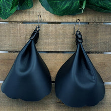 Load image into Gallery viewer, Bow Tassel Leather Earrings - All Black