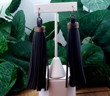 Load image into Gallery viewer, Chic Tassel Leather Earrings - Dark Brown