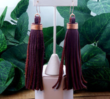 Load image into Gallery viewer, Chic Tassel Leather Earrings - Burgundy