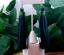 Load image into Gallery viewer, Chic Tassel Leather Earrings - Dark Green