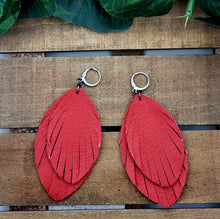 Load image into Gallery viewer, Fat Leaf Fringe Leather Earrings (Various Options)