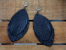 Load image into Gallery viewer, Fat Leaf Fringe Leather Earrings (Various Options)