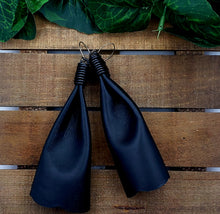 Load image into Gallery viewer, Bow Tassel Leather Earrings - All Black
