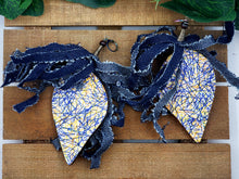 Load image into Gallery viewer, Denim Tassel & Stripe Dagger Wood Dangles