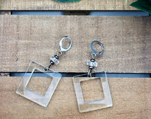 Load image into Gallery viewer, Rounded & Squared Hoop Earrings w/Cubed Stones (Med) - (Various Options)