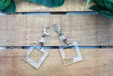 Load image into Gallery viewer, Rounded & Squared Hoop Earrings w/Cubed Stones (Med) - (Various Options)