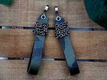 Load image into Gallery viewer, Belted Chain Leather Earrings - Camouflage