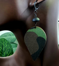 Load image into Gallery viewer, Small Camouflage Dagger Wood Dangles