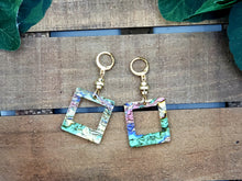 Load image into Gallery viewer, Rounded & Squared Hoop Earrings w/Cubed Stones (Med) - (Various Options)