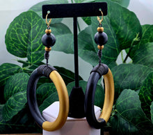 Load image into Gallery viewer, Goddess Hoops Earrings - Black & Gold