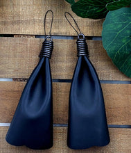 Load image into Gallery viewer, Bow Tassel Leather Earrings - All Black