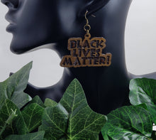 Load image into Gallery viewer, Black Lives Matter (BLM) Earrings - Wood