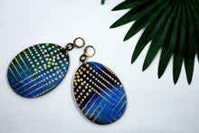 Load image into Gallery viewer, Oval Fabric Covered Wood Earrings
