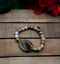 Load image into Gallery viewer, "I AM The Earth" Gold and Amber Bracelet