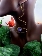 Load image into Gallery viewer, She is Purple & Gold Swirl Wire Earrings