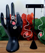 Load image into Gallery viewer, She is Dark Pink Jade & Silver Swirl Wire Earrings