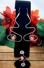Load image into Gallery viewer, She is Dark Pink Jade & Silver Swirl Wire Earrings