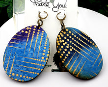 Load image into Gallery viewer, Oval Fabric Covered Wood Earrings