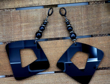 Load image into Gallery viewer, Triangled Right Hoop Earrings w/Precious Stones