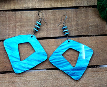 Load image into Gallery viewer, Triangled Right Hoop Earrings w/Precious Stones