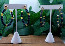 Load image into Gallery viewer, Black & Gold Classic Hoop Wire Earrings (Small)