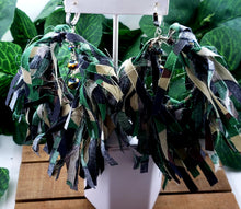 Load image into Gallery viewer, Camo Fringe Hoop Earrings