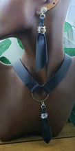 Load image into Gallery viewer, Leather Belt Choker - w/3D Fold Leather Pendant Black w/Silver (Choker Only)