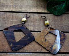 Load image into Gallery viewer, Triangled Right Hoop Earrings w/Precious Stones