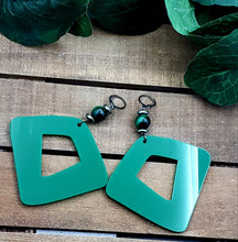 Load image into Gallery viewer, Triangled Right Hoop Earrings w/Precious Stones