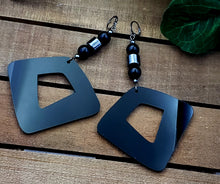 Load image into Gallery viewer, Triangled Right Hoop Earrings w/Precious Stones