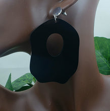 Load image into Gallery viewer, BIG Drip Hoop Glossy Black Post Earrings