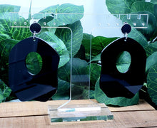 Load image into Gallery viewer, BIG Drip Hoop Glossy Black Post Earrings