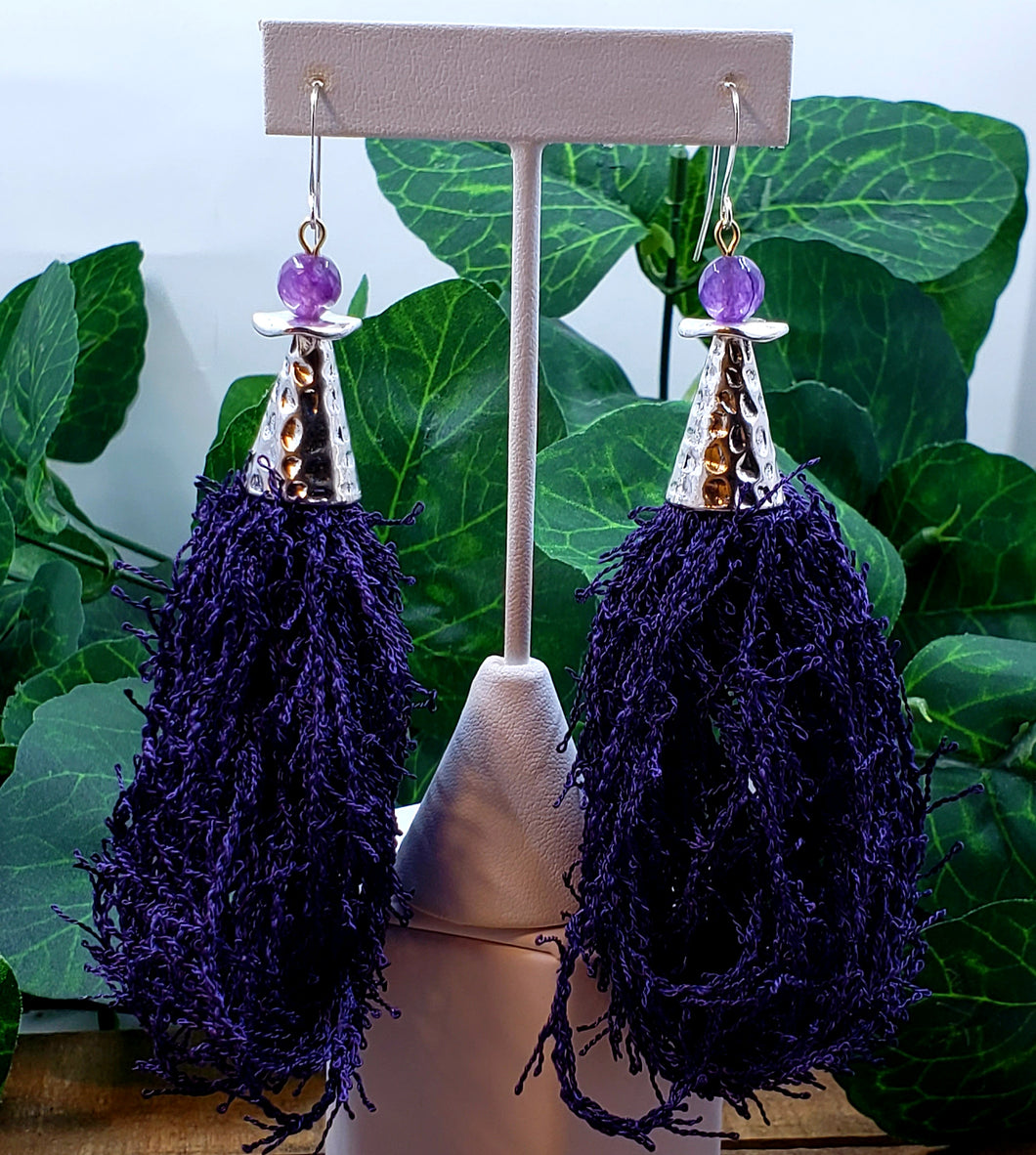 Ms. Tassel Bell! (Tassel) Earrings - Dark Purple