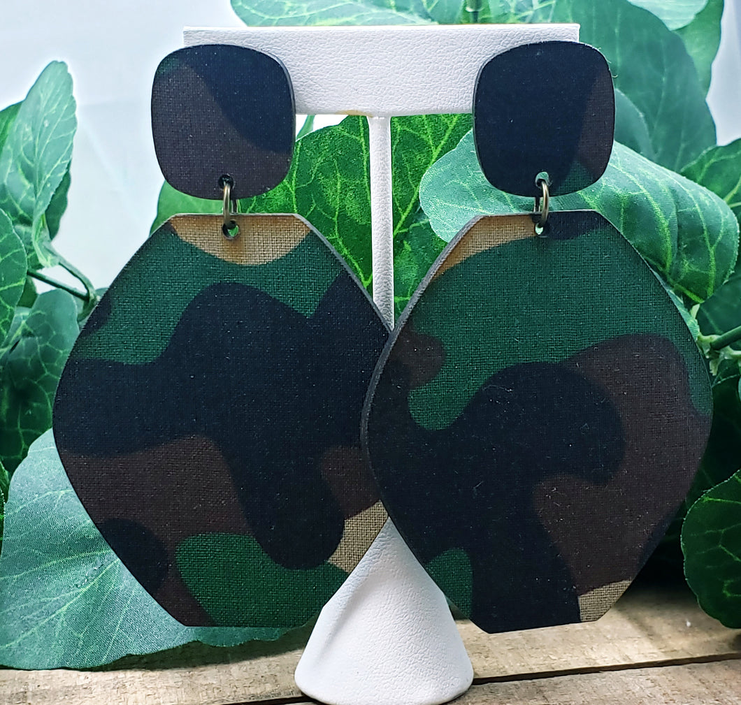 Camouflage Bobble Wood Dangles