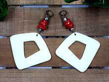 Load image into Gallery viewer, Triangled Right Hoop Earrings - Ivory  (Tribal Collection)
