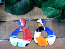 Load image into Gallery viewer, Hand Painted Abstract Hoop Dangles
