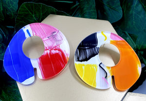 Hand Painted Abstract Hoop Studs