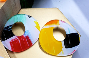 Hand Painted Abstract Hoop Studs Another Version #2
