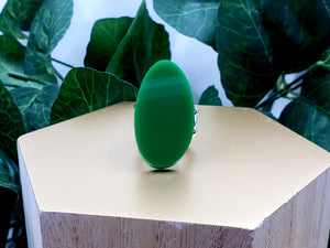 Oval Green Glossy Ring