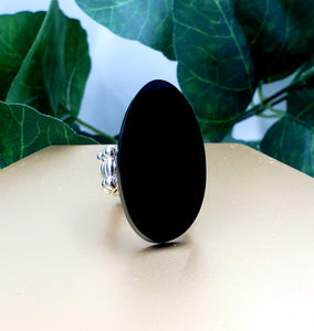 Oval Black Glossy Ring