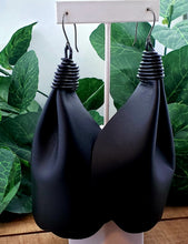 Load image into Gallery viewer, Bow Tassel Leather Earrings - All Black
