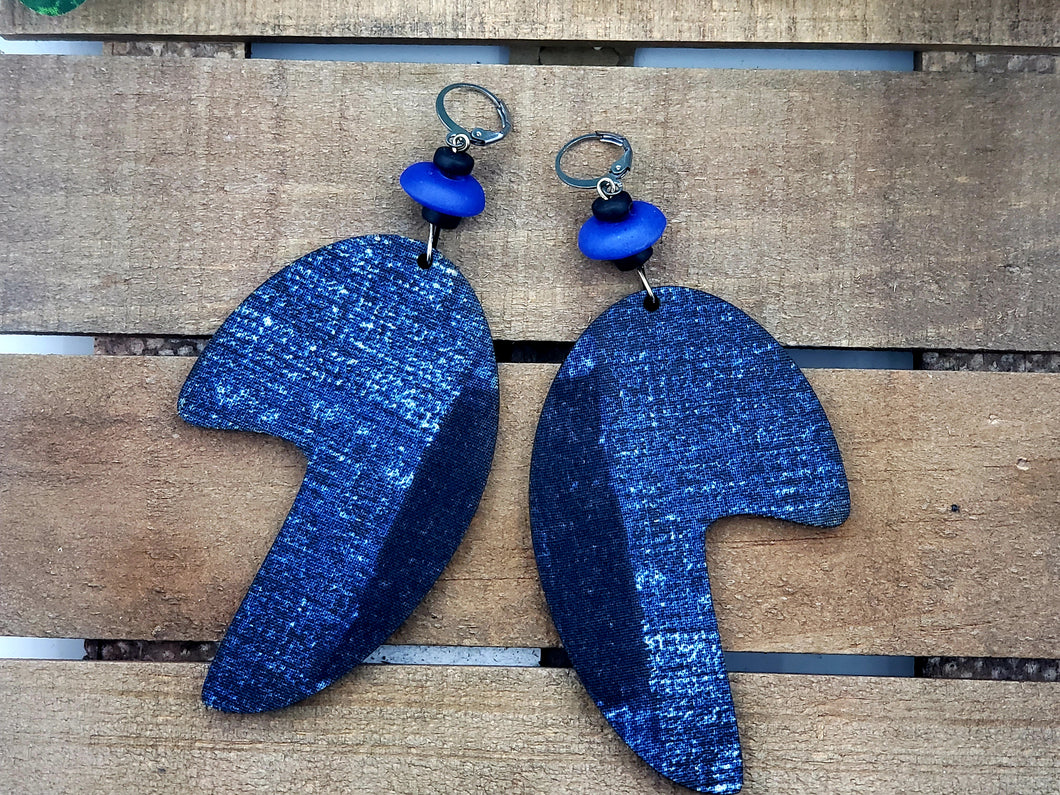 Fierce Warrior Dangles - Denim Print V1