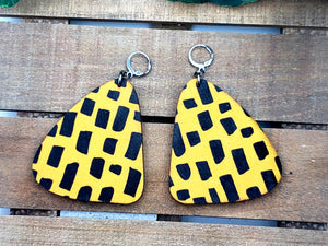 Groovy Curved Dangles - Black & Gold Print