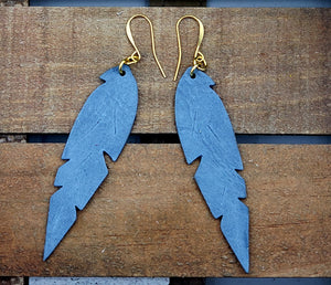 Small Feather Leather Earrings (Various Options)