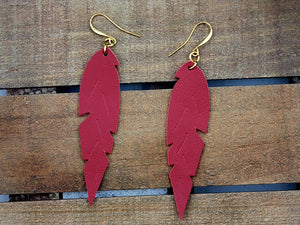 Small Feather Leather Earrings (Various Options)