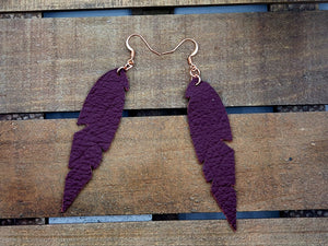 Small Feather Leather Earrings (Various Options)