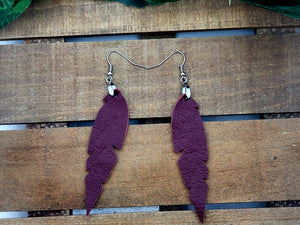 Small Feather Leather Earrings (Various Options)